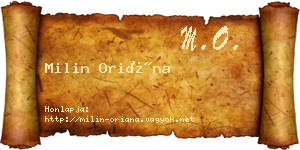 Milin Oriána névjegykártya